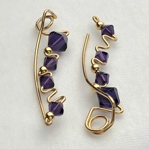 🐷 Handcrafted G.F. Wire Wrapped Climbing Earrings